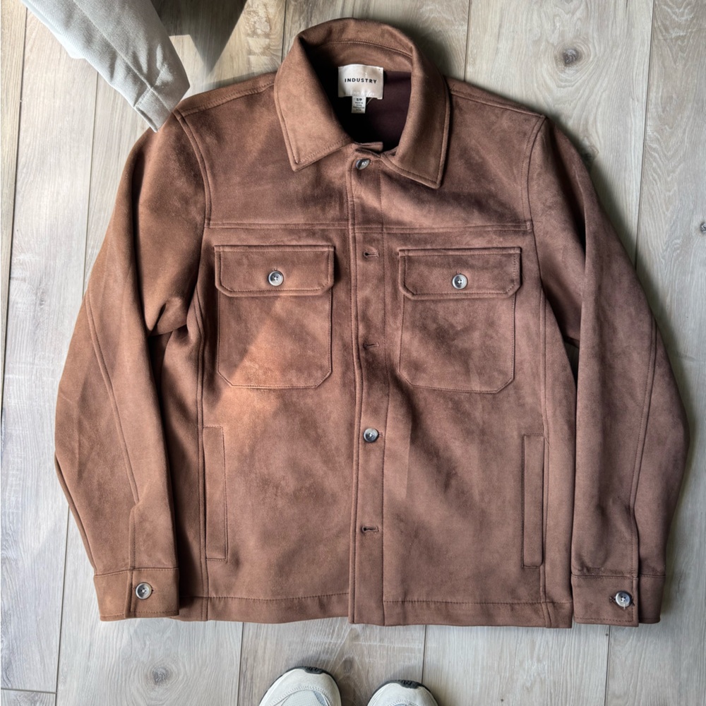 Vegan suede shirt jacket